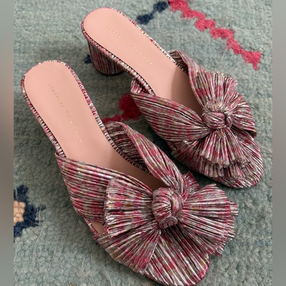 Loeffler Randall Emilia pleated bow heels in pink multicolor floral - Picture 3 of 6